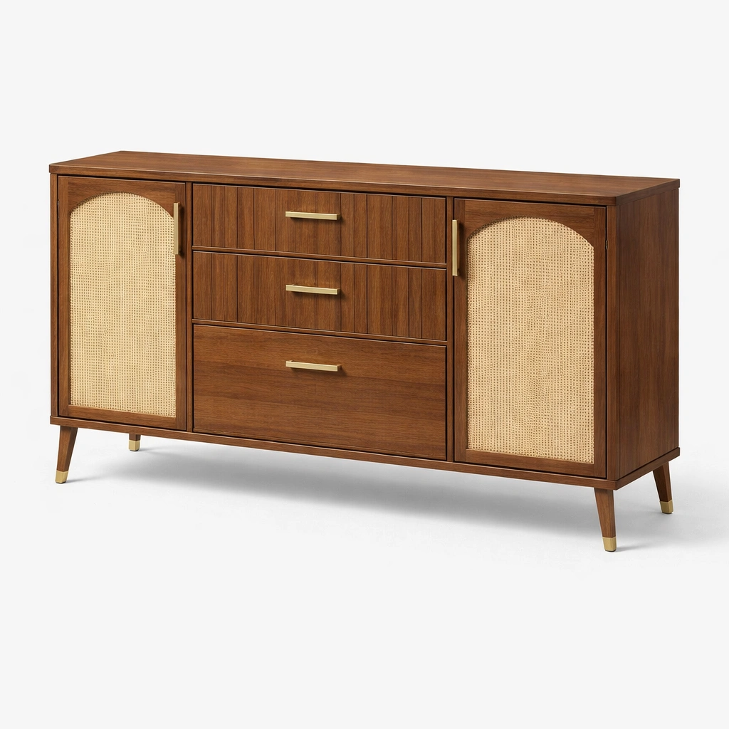 Sideboard mit Rattan Front Braun-kenvorio